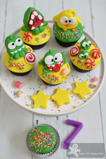 cut the rope om nom chocolate mint cupcakes
