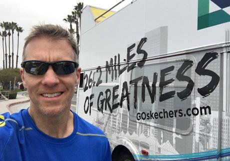 Mike Sohaskey with Skechers Los Angeles Marathon bus wrap