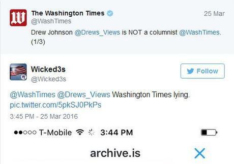 Washington Times lies