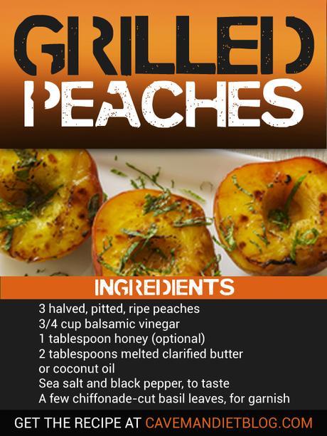 Paleo Breakfast Grilled Peaches Recipe main Image with ingredients