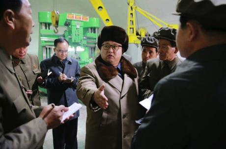 Kim Jong Un issues instructions about renovating Sinhu'ng Machine Plant in Hamhu'ng, South Hamgyo'ng Province (Photo: Rodong Sinmun).