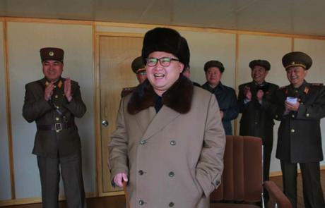 Kim Jong Un Observed and Guides AA Missile Test and Visits Tonghu’ngsan Machine Plant Kim Jong Un observes the test of anti-aircraft rockets (Photo: Rodong Sinmun).