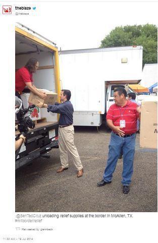 Ted Cruz gives gift baskets to illegals, July 19, 2014.
