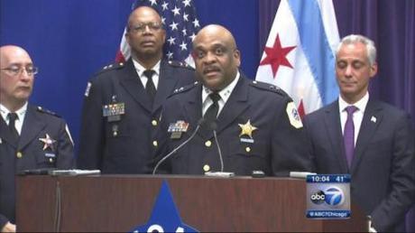 Interim Police Superintendent Eddie Johnson (at podium)