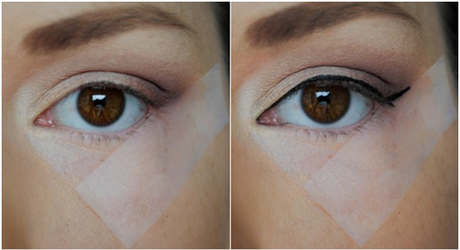 Use tape or a spoon for the perfect winged eyeliner