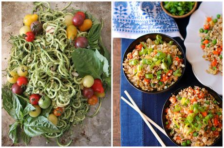 courgette noodles and cauliflower fried rice