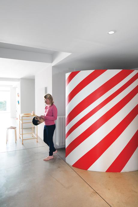 Red and white candy-striped wardrobe