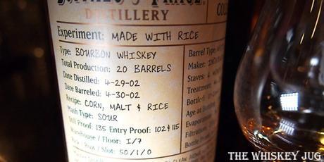 Buffalo Trace Experimental Collection Rice Label