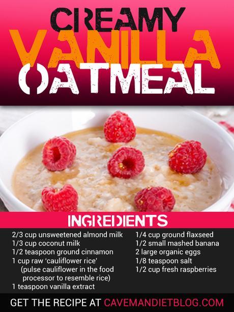 paleo breakfast vanilla oatmeal main image with ingredients