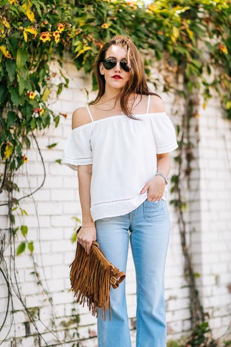 Dallas Blogger, Amy Havins shares how to style cropped flare denim from Old Navy two different ways. 