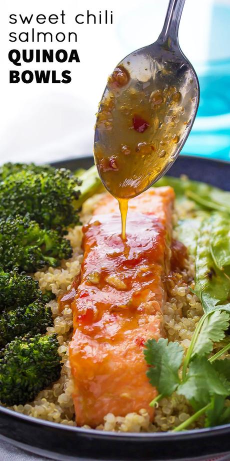 Sweet Chili Salmon & Broccoli Quinoa Bowls (30 minutes)