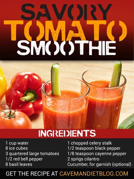 paleo breakfast tomato smoothie main image with ingredients