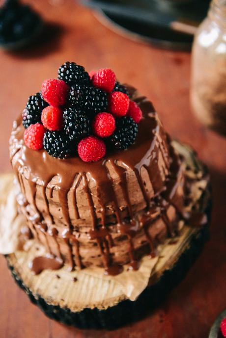 Whole Wheat Carob Apricot Cake with Chocolate Frosting & Chocolate Ganache // www.WithTheGrains.com