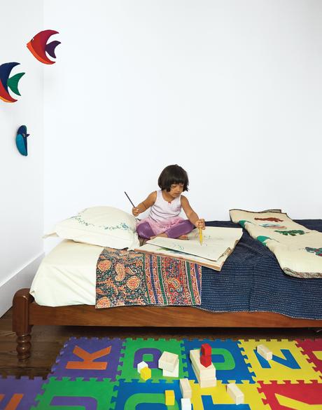 Children's room with traditional Indian twin bed 