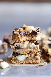 Dark Chocolate Macadamia Nut Magic Bars (Gluten Free, Paleo + Vegan)