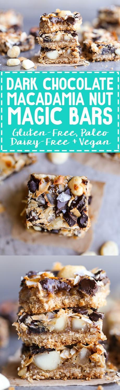 These Dark Chocolate Macadamia Nut Magic Bars are a sweet & gooey dessert bar with a hint of tropical flair. You'll be hooked after one bite of the gooey vegan caramel and buttery macadamia nuts on a gluten-free coconut lime crust.