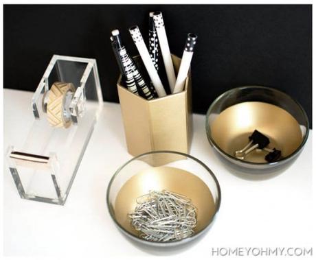 Who wants a boring and uninteresting desk when you can have a glamorous and inspiring one! DIY from Home Oh My!