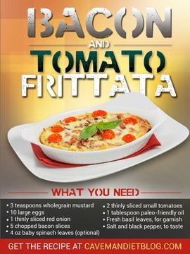 Paleo Breakfast Ideas: Bacon and Tomato Frittata Paleo Diet Breakfast: Tomato Frittata Recipe Image with ingredients