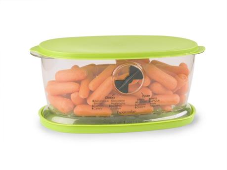 Image: Progressive International Fresh Fruit and Vegetable Keeper - Compact produce keeper, ideal for bunches of carrots, radishes, grapes, green beans or cherries