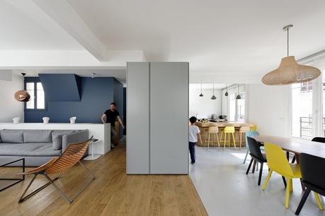 Upper floor of a renovated apartment in Paris