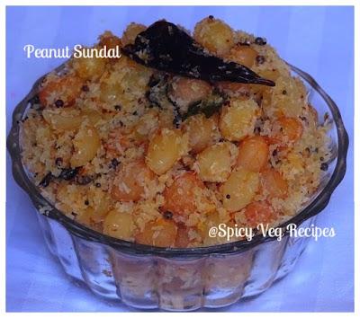 Breakfast&Snacks, Coconut, Festivals/ Occasions, ganesh chaturthi, Navratri vrat, Peanut, South Indian., Sundal, Vrat,spicy, veg, recipes, indian, peanut, coconut, groundnet, moongphali