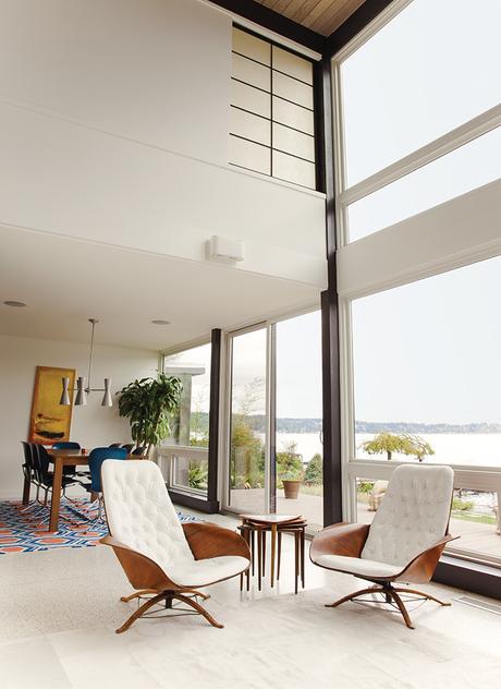 modern renovation aqua lair living room plycraft chairs