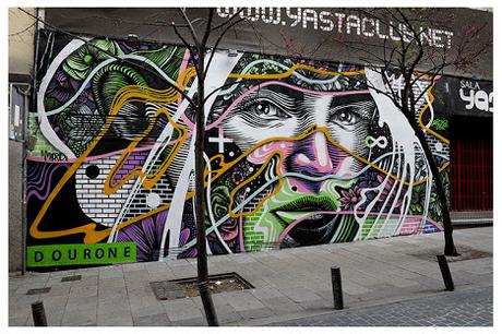 New Mural in Downtown Madrid by Dourone