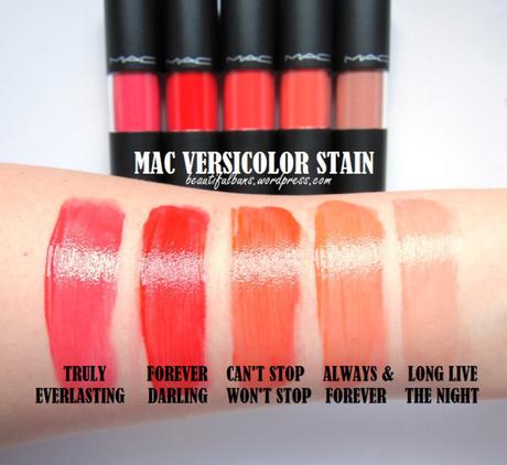 Swatches: MAC Versicolour Stain – 9 Shades - Paperblog