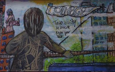 One BadAss Art Journal Workshop - Fear and Courage Art Journal Page