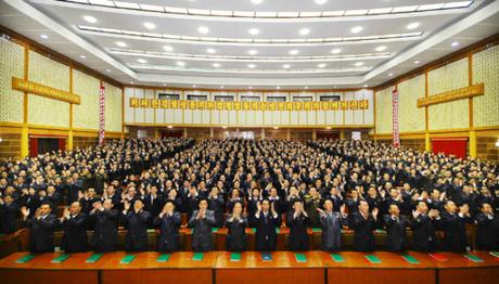 View of delegates (party representatives) attending the Chagang Province Party (WPK) Conference in Kanggye (Photo: Rodong Sinmun).