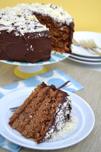 coffee flavor cake with fudgy chocolate frosting