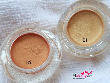 P.A.C Shimmer Eye Base Gold (01),Sunset Gold (02) // Review, Swatches