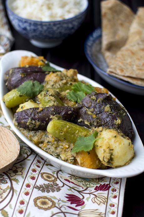 Gujarati Stuffed Mixed Vegetable Curry