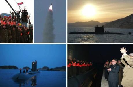 Views of a submarine-launched ballistic missile (Photos: Rodong Sinmun/KCNA).