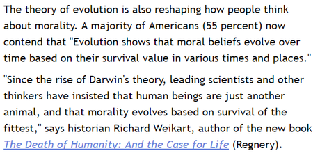 Intelligent design survey shows evolution erodes morals; but the results are statistically insignificant