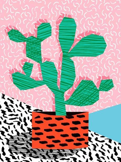 Affordable Artwork Of Retro Cactus Still LIfe