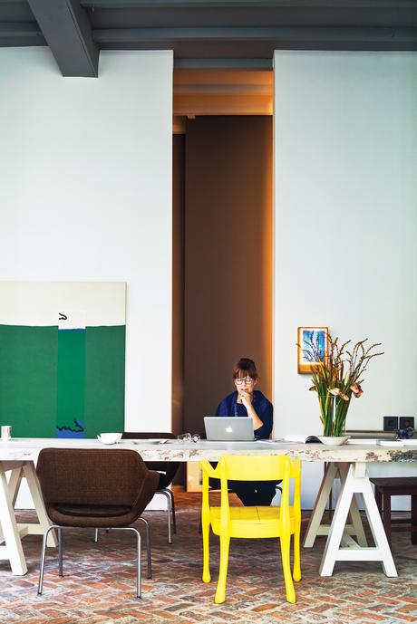 Modern dining room with long dining table and Jens Fager chair