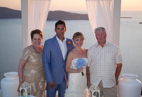 The newlyweds with the brides parents | Wedding moments | Dasha and Steve's Real Wedding In Greece | Marryme in Greece | Confetti.co.uk