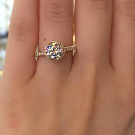 Tacori Gold engagement rings give the most popular styles a Midas touch, like this gorgeous gold halo!