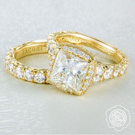 Gold Tacori Princess Cut Halo