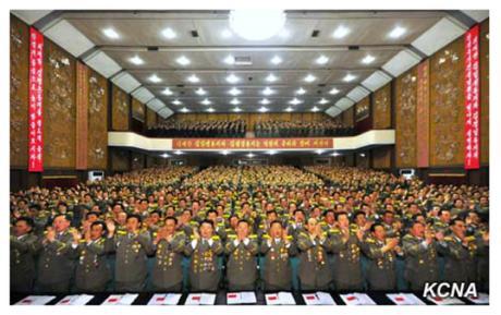 Party representatives at the Korean People's Internal Security Forces' WPK Committee party conference applaud (Photo: KCNA).