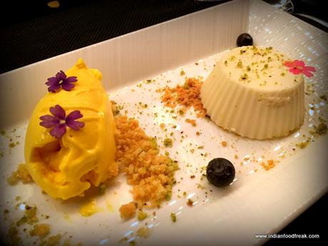 Bhapa Doi on the right and Mango Lassi Ice Cream on the left