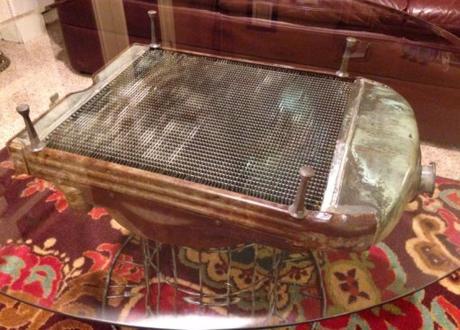 Tractor Radiator Transformed Into a Coffee Table