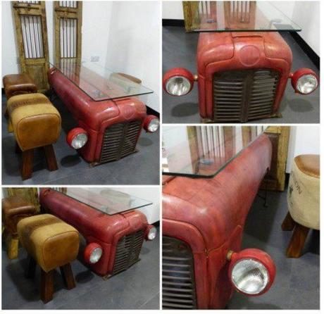 Tractor Transformed Into a Breakfast Table