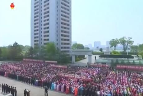 View of participants at an International Labor Day (May Day) nation meeting held at Kim Cho'ng-suk Silk Mill in Pyongyang on May 1, 2016 (Photo: Korean Central TV).