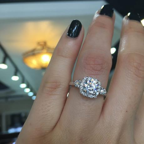Vintage style engagement ring halo