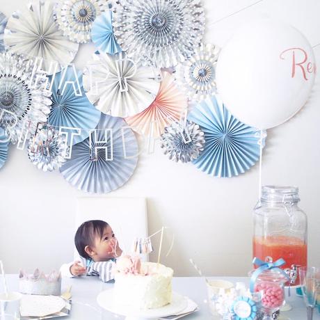 Beautiful 1st birthday by Tokyo Flamingo with Pantone Colours of the Year - Rose Quartz and Serenity