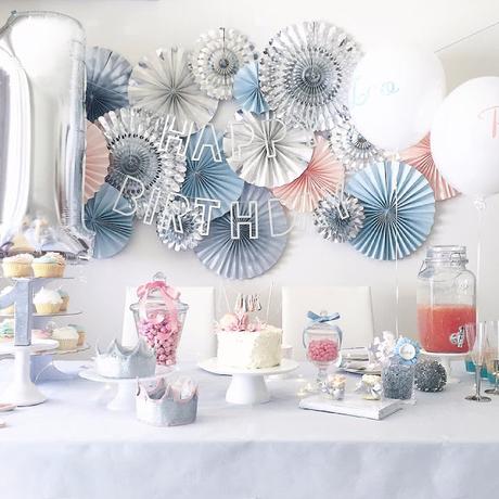 Beautiful 1st birthday by Tokyo Flamingo with Pantone Colours of the Year - Rose Quartz and Serenity
