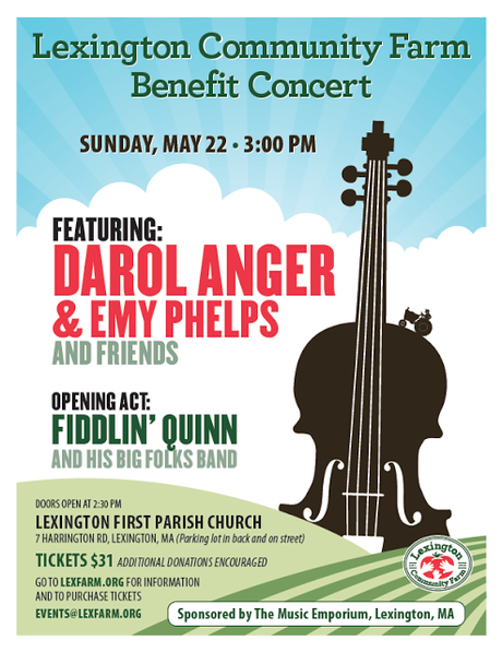 Emy Phelps and Darol Anger in Concert to Benefit Lexington Community Farm,  5/22