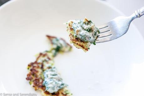 Zucchini Fritters with Spinach Yogurt Dip